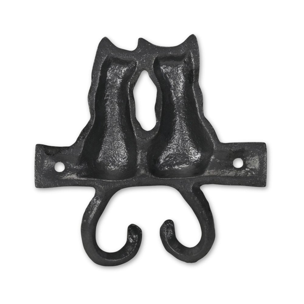 Two Hook 5" Black Cast Iron Cats Wall Hook