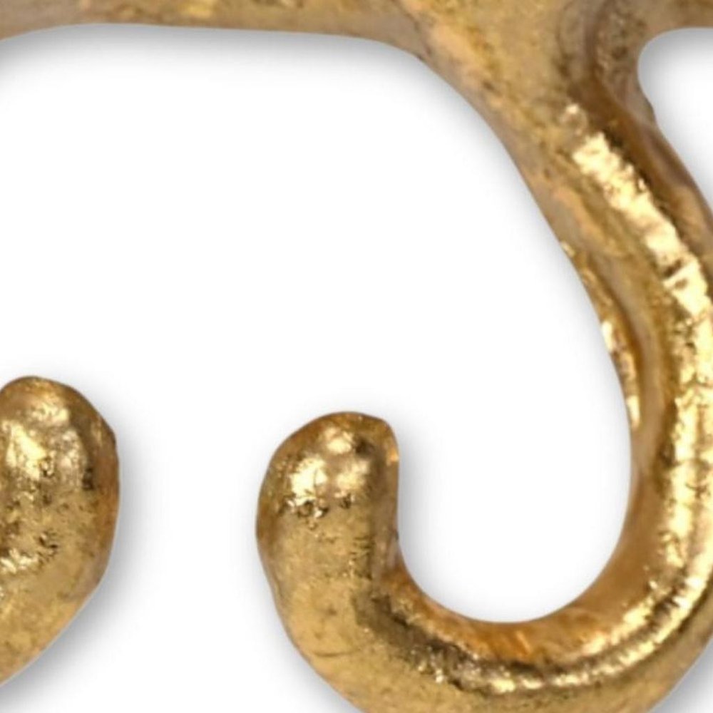 Two Hook 5" Gold Cast Iron Cats Wall Hooks