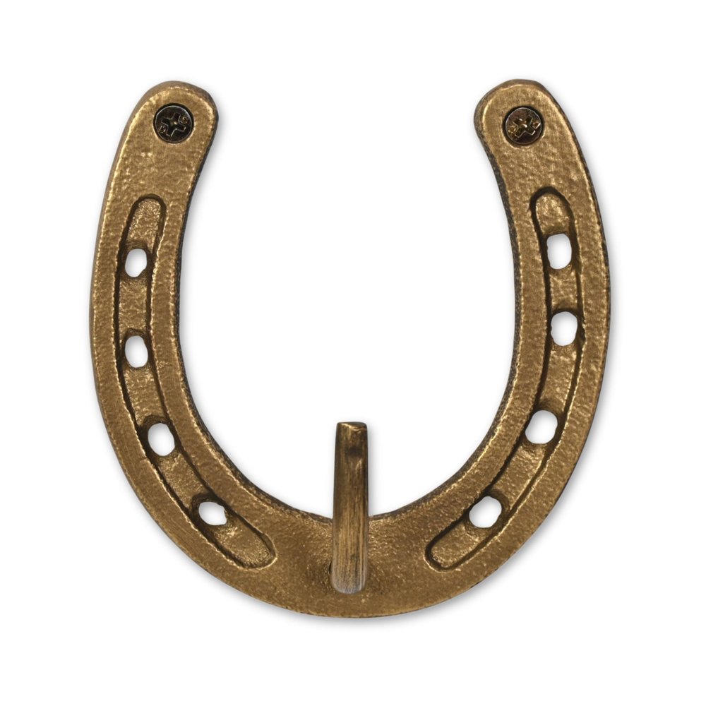 4" Antiqued Gold Cast Iron Horseshoe Wall Hook