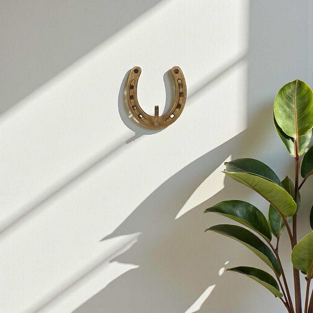 4" Antiqued Gold Cast Iron Horseshoe Wall Hook