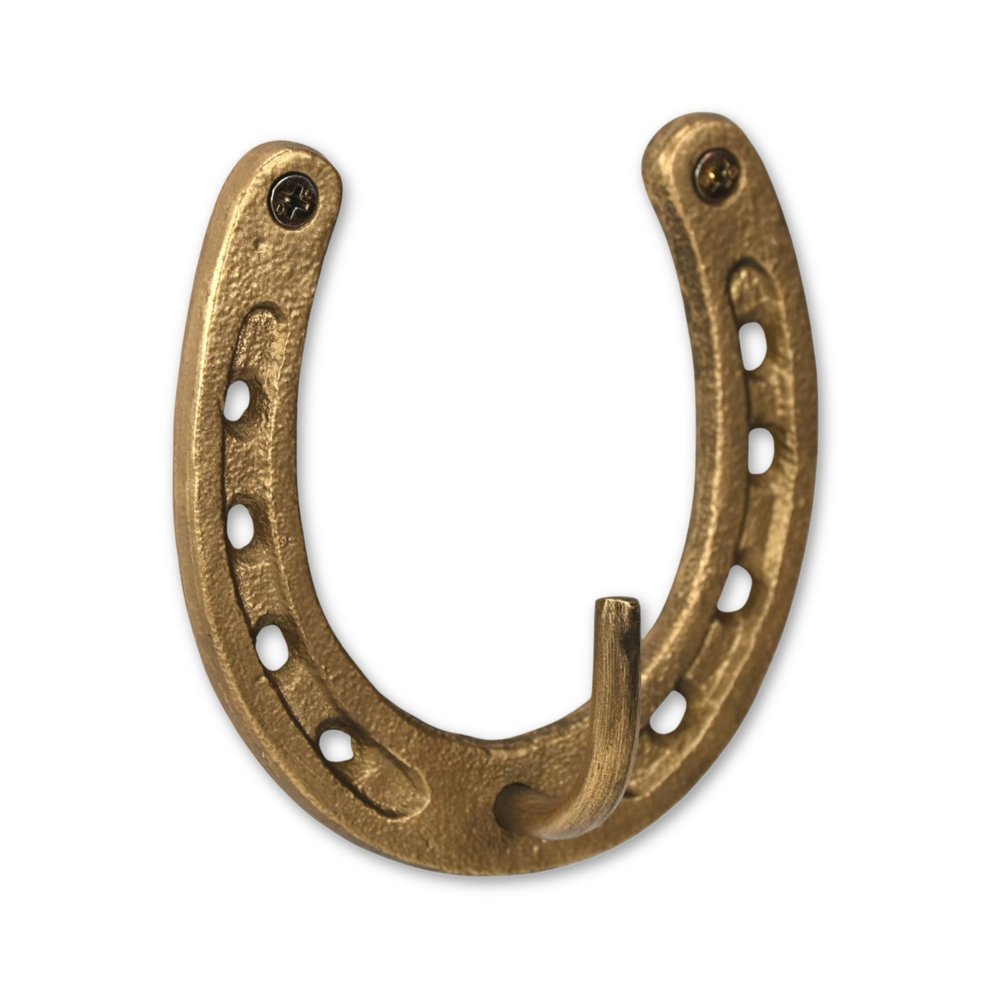 4" Antiqued Gold Cast Iron Horseshoe Wall Hook