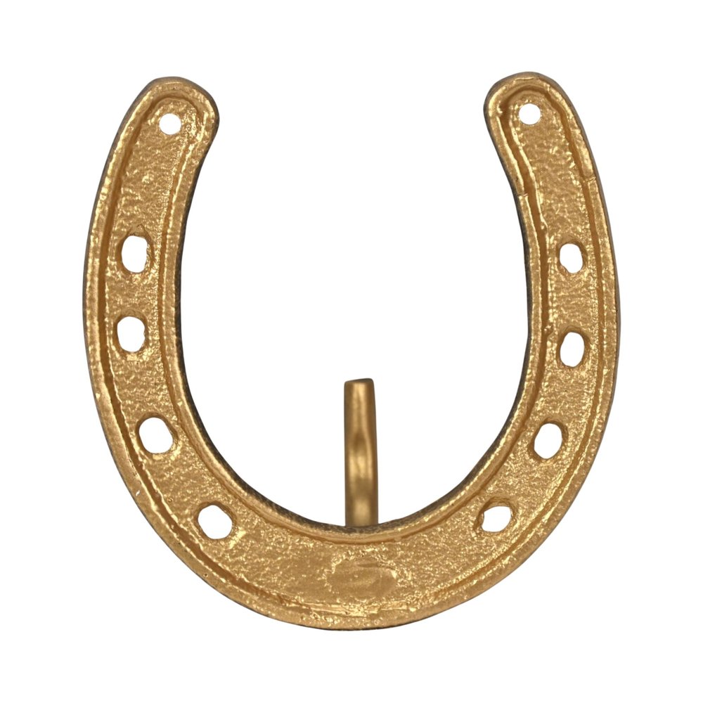 4" Antiqued Gold Cast Iron Horseshoe Wall Hook