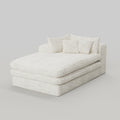 67" White Corduroy Left Hand Facing Chaise Lounge Chair. Accent chair isolated on a plain white background, in a white finish.