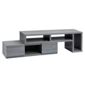 83" Gray Wood Enclosed and Open Storage TV Stand on a white background