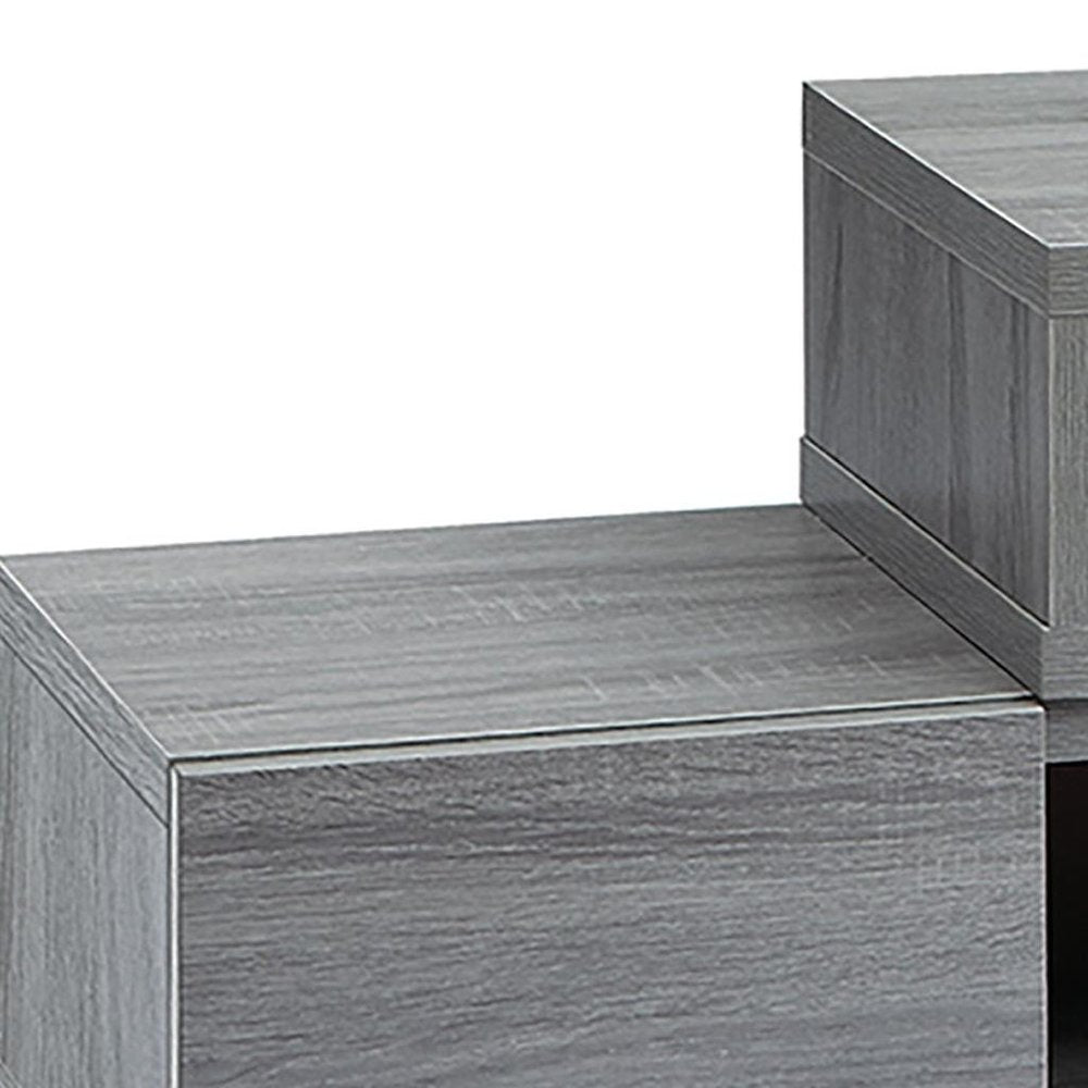 83" Gray Wood Enclosed and Open Storage TV Stand