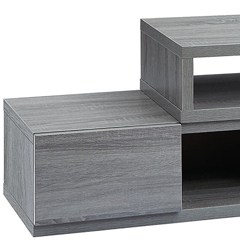 83" Gray Wood Enclosed and Open Storage TV Stand
