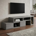 83" Gray Wood Enclosed and Open Storage TV Stand