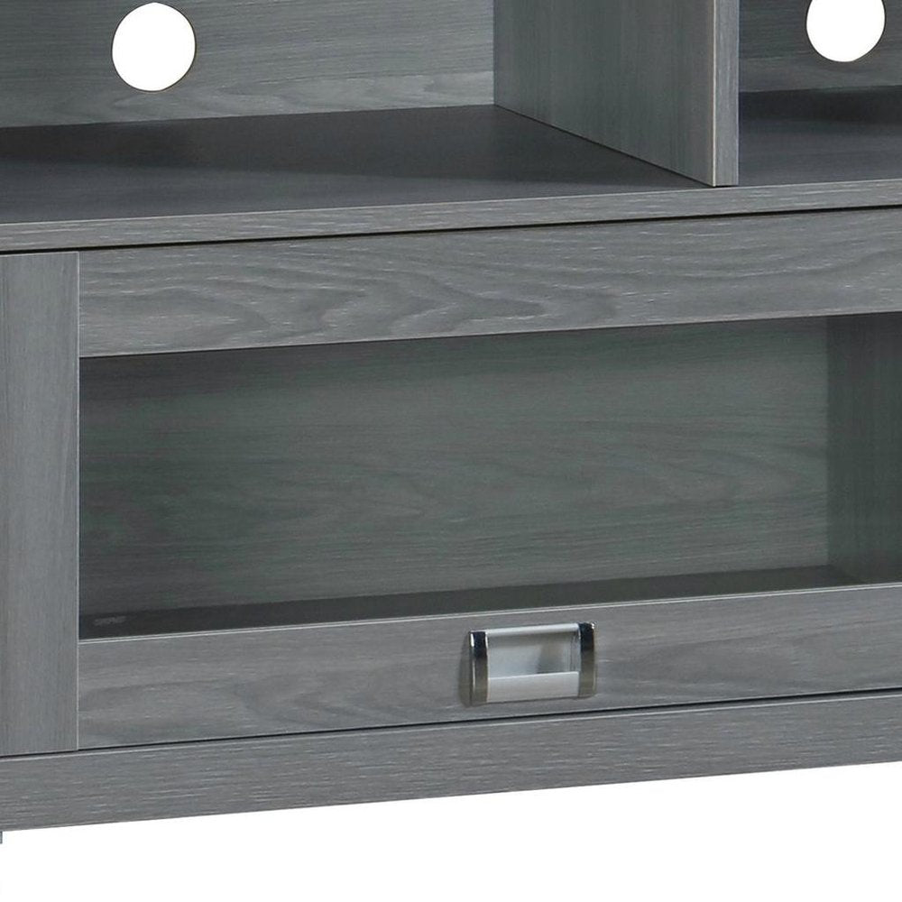 57" Gray Wood Enclosed and Open Storage TV Stand