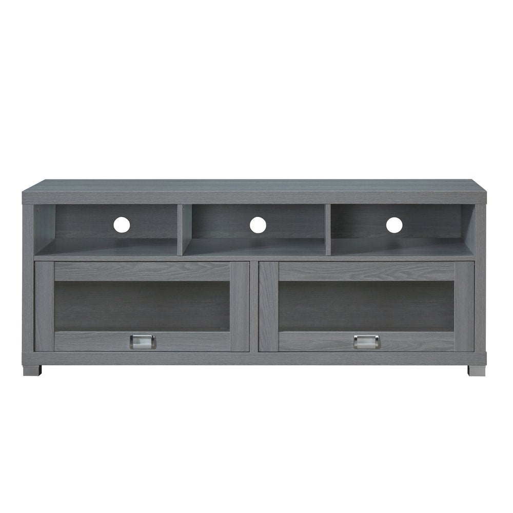 57" Gray Wood Enclosed and Open Storage TV Stand