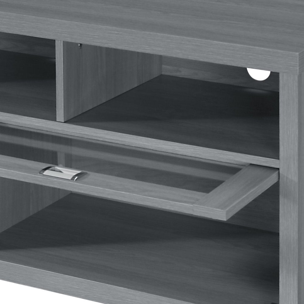 57" Gray Wood Enclosed and Open Storage TV Stand