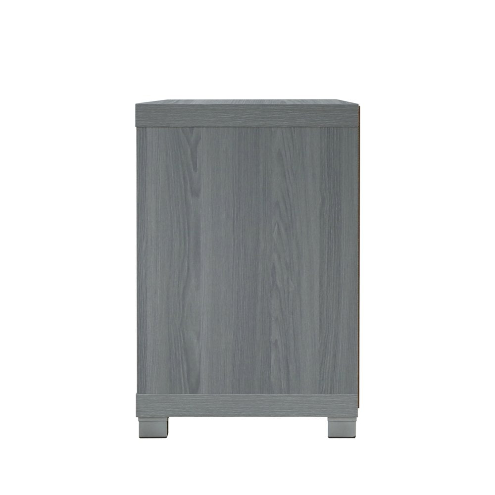 57" Gray Wood Enclosed and Open Storage TV Stand