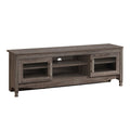 53" Gray Wood Enclosed and Open Storage TV Stand. TV stand isolated on a plain white background, in a gray wood finish.
