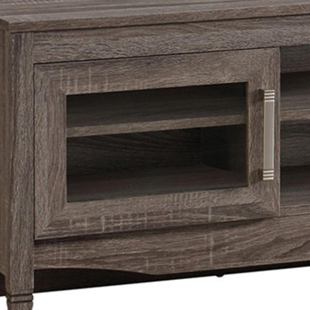 53" Gray Wood Enclosed and Open Storage TV Stand