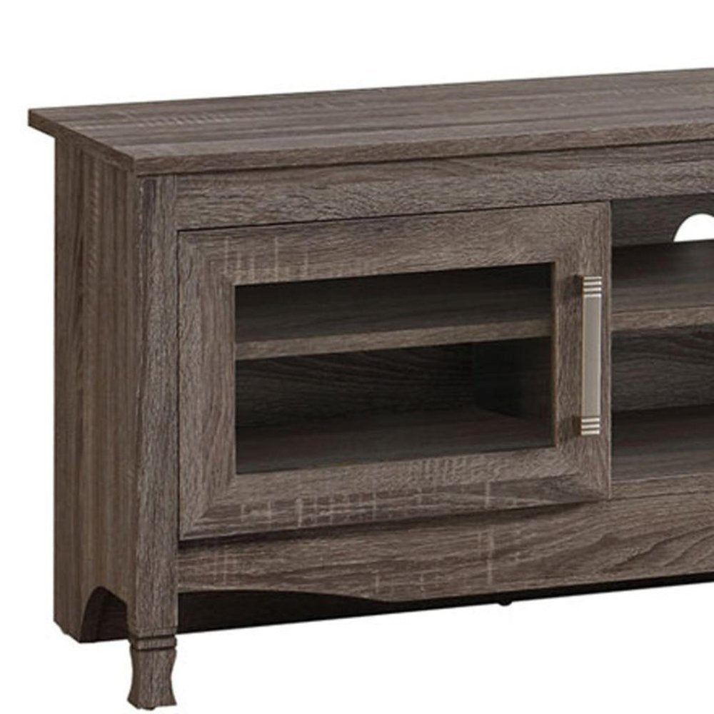 53" Gray Wood Enclosed and Open Storage TV Stand