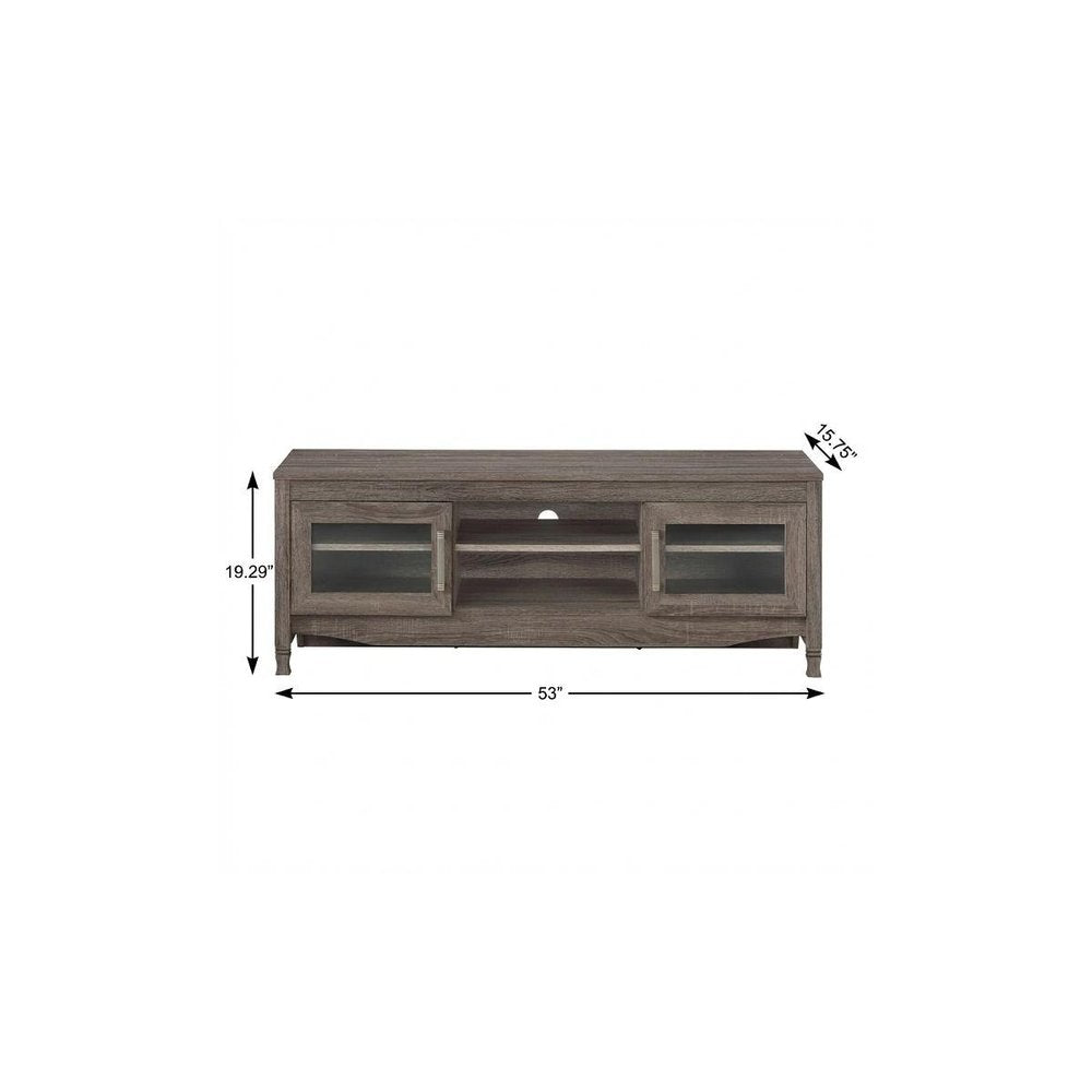 53" Gray Wood Enclosed and Open Storage TV Stand