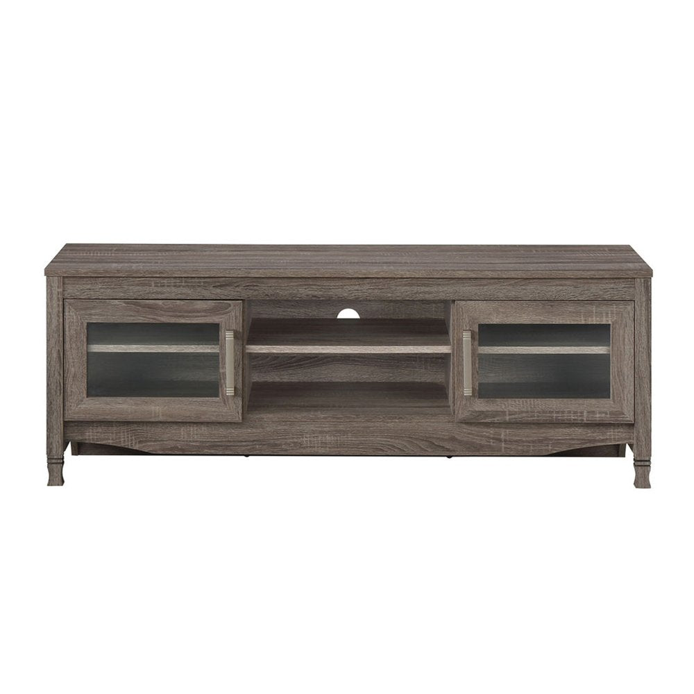53" Gray Wood Enclosed and Open Storage TV Stand