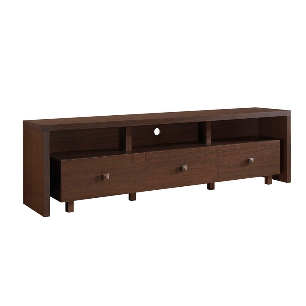 71" Brown Wood Enclosed and Open Storage TV Stand