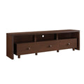 71" Brown Wood Enclosed and Open Storage TV Stand on a white background