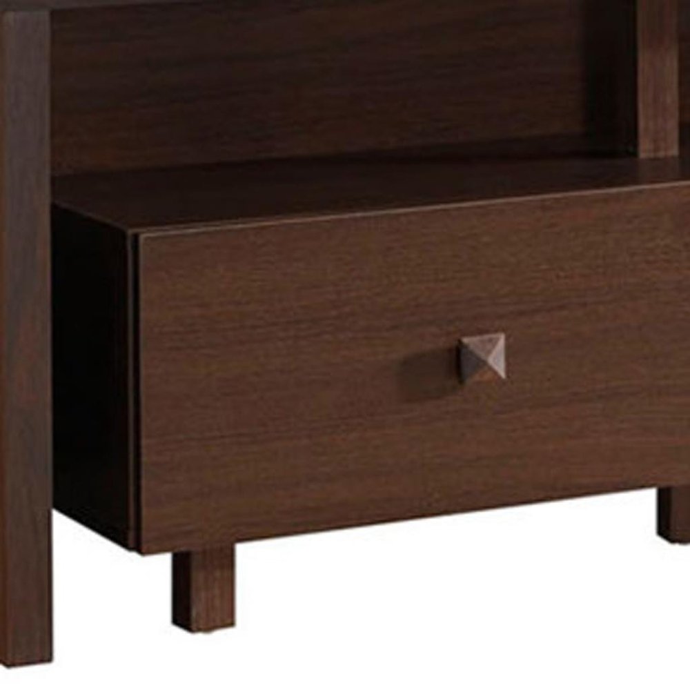 71" Brown Wood Enclosed and Open Storage TV Stand
