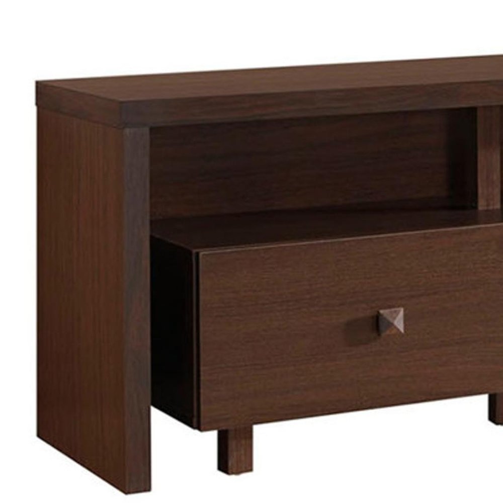 71" Brown Wood Enclosed and Open Storage TV Stand