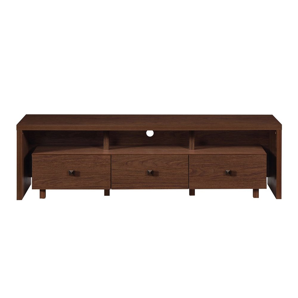 71" Brown Wood Enclosed and Open Storage TV Stand