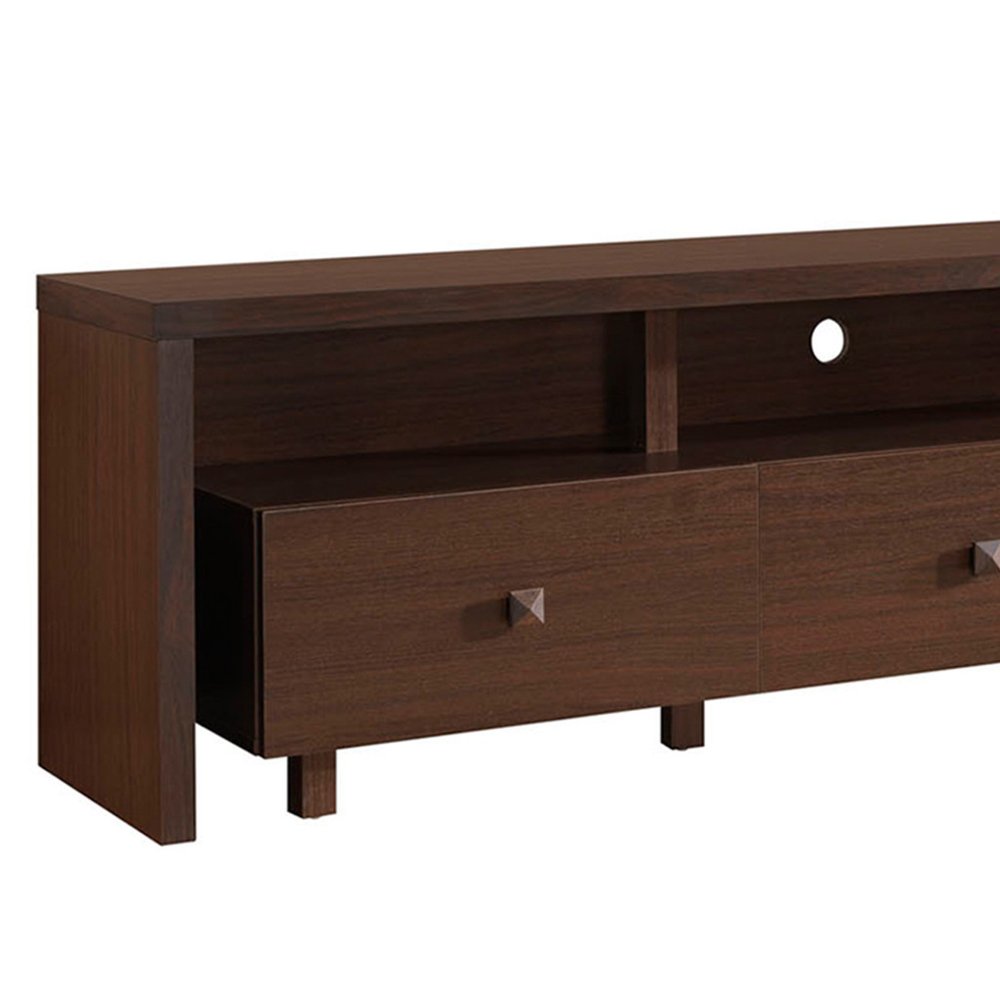 71" Brown Wood Enclosed and Open Storage TV Stand