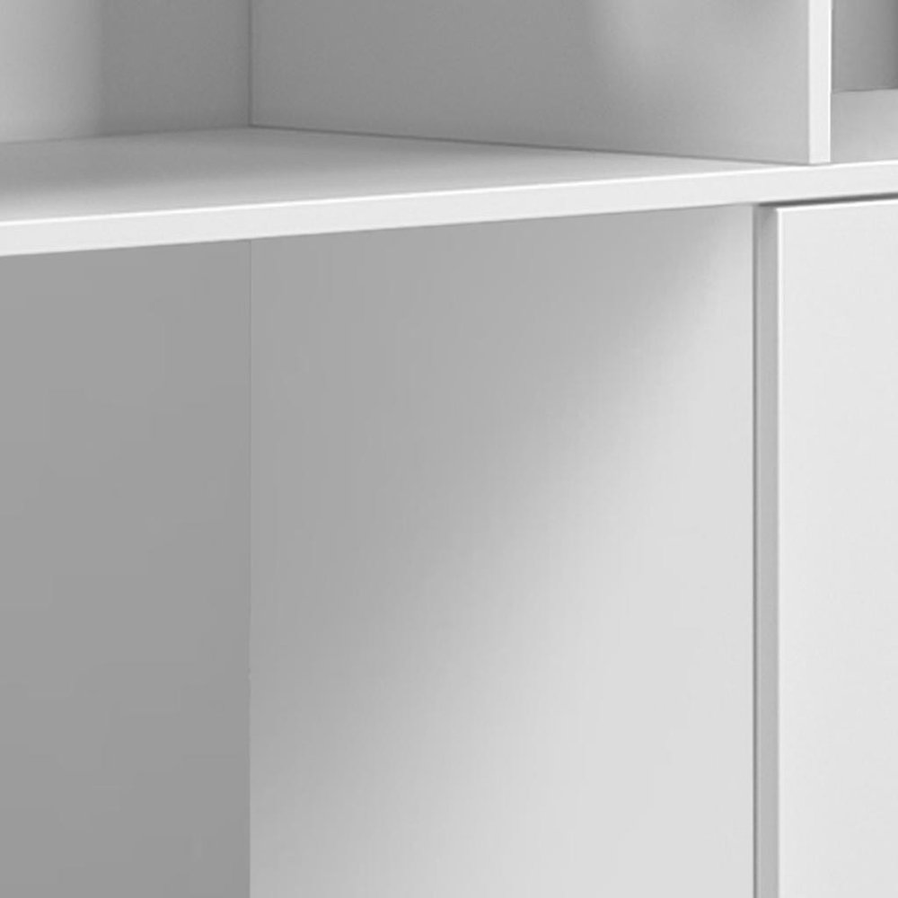 61" White Wood Enclosed and Open Storage TV Stand
