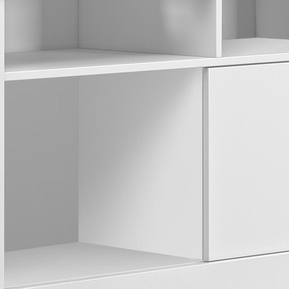 61" White Wood Enclosed and Open Storage TV Stand