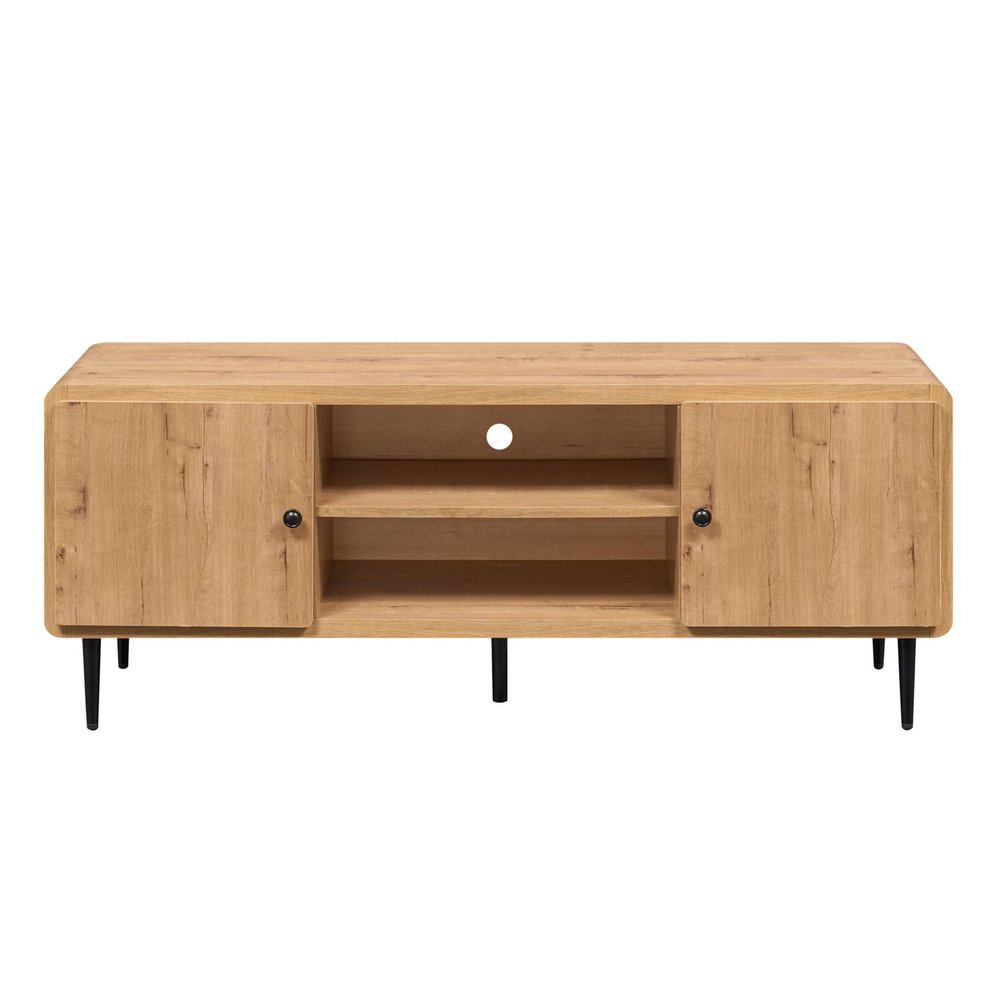 55" Natural Wood Enclosed and Open Storage TV Stand