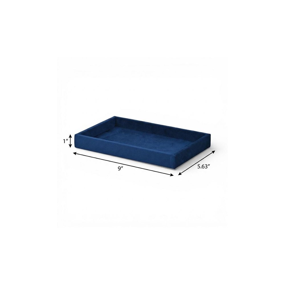 9" Blue Velvet Handmade Trinket Tray on a white background