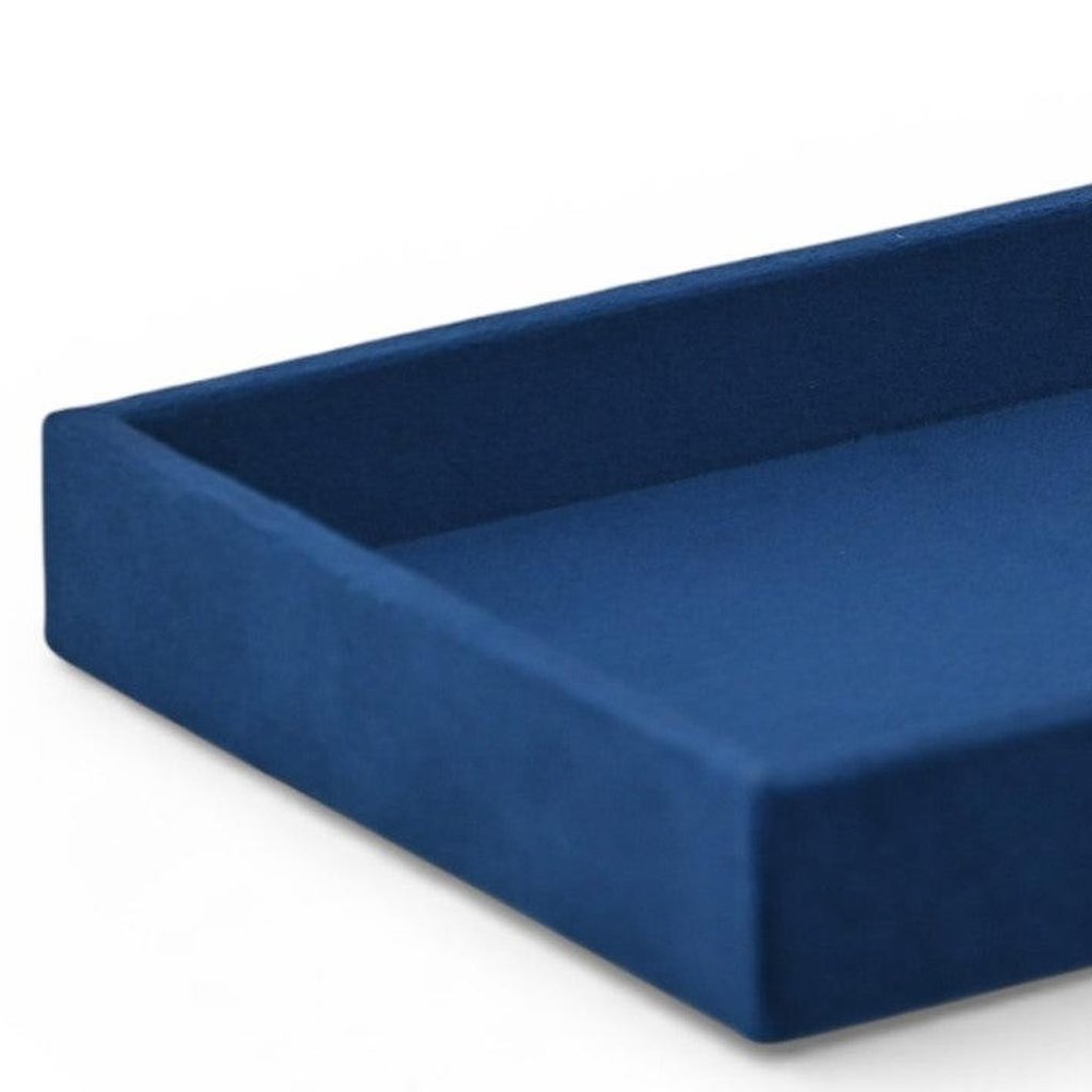 9" Blue Velvet Handmade Trinket Tray on a white background