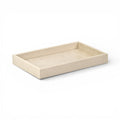 9" Cream Wood And Velvet Handmade Trinket Tray on a white background