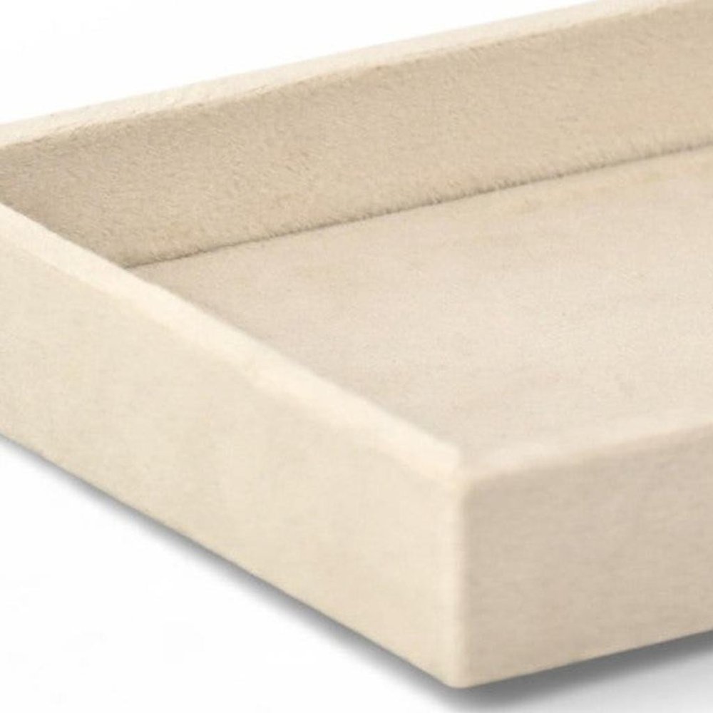 9" Cream Wood And Velvet Handmade Trinket Tray