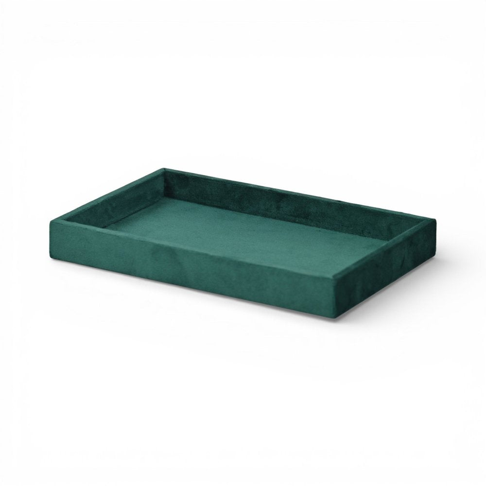 9" Green Wood And Velvet Handmade Trinket Tray