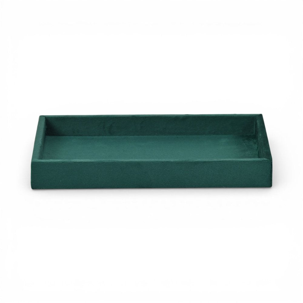 9" Green Wood And Velvet Handmade Trinket Tray