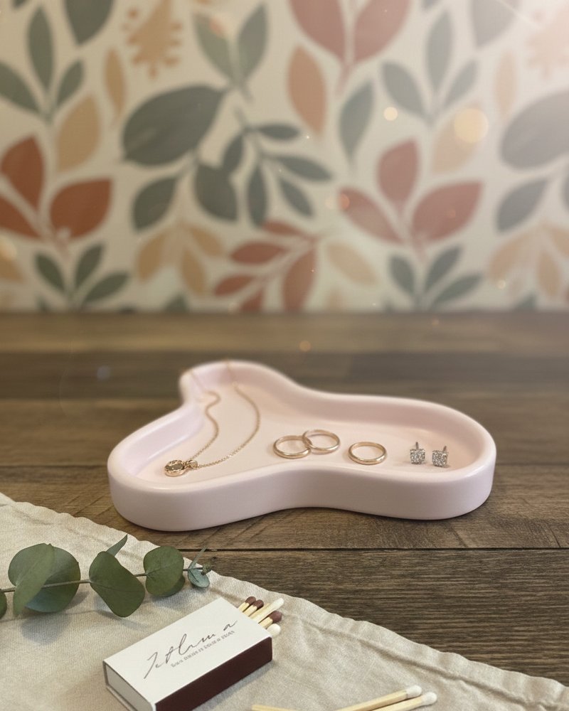 8" Pale Pink Resin Handmade Geometric Trinket Tray