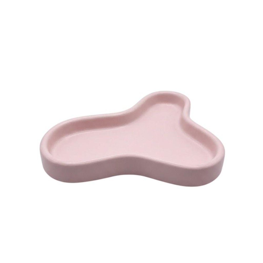 8" Pale Pink Resin Handmade Geometric Trinket Tray on a white background