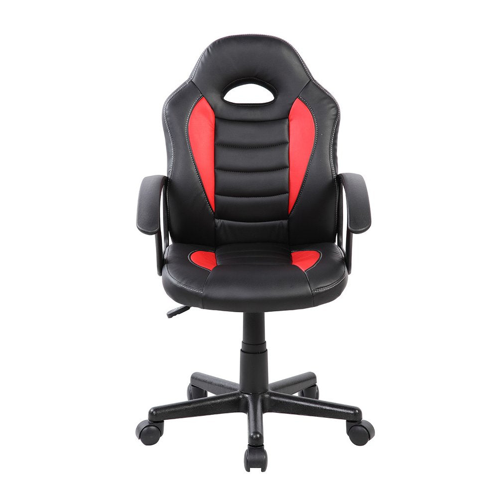 Red Adjustable Height Swivel Rolling Gaming Chair on a white background
