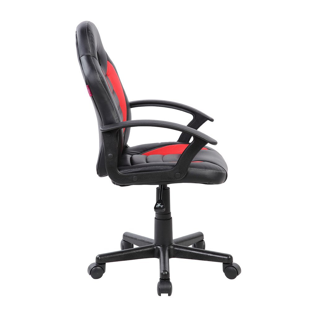 Red Adjustable Height Swivel Rolling Gaming Chair on a white background