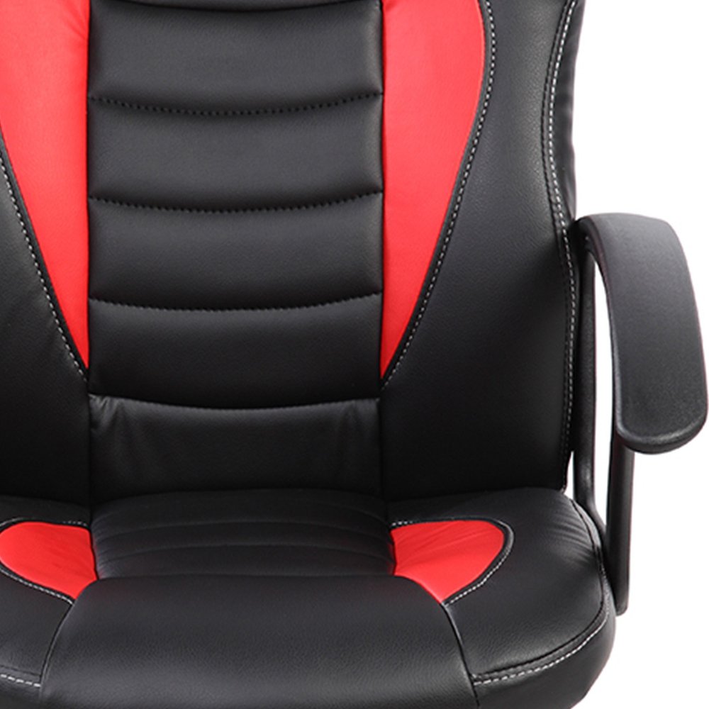 Red Adjustable Height Swivel Rolling Gaming Chair close-up detail