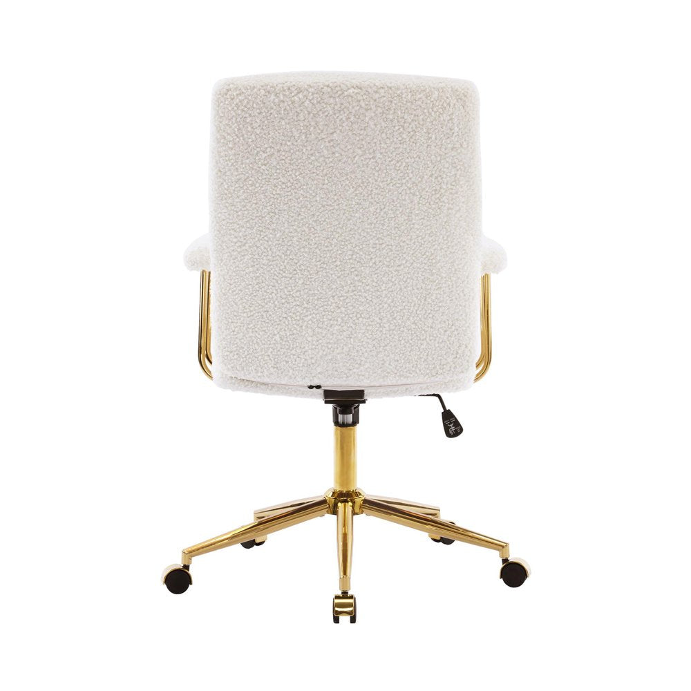 White Adjustable Height Swivel Rolling Executive Office Chair on a white background