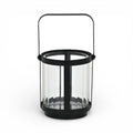 5" Clear And Black Glass And Metal Tabletop Lantern Candle Holder