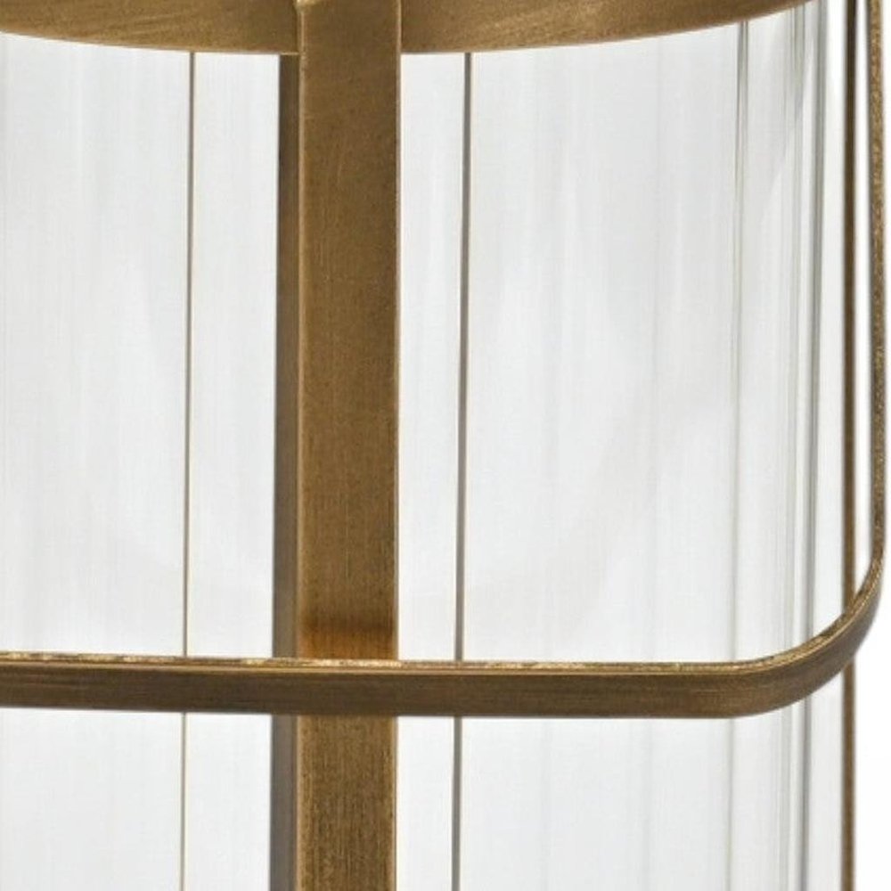 9" Gold Glass Tabletop Lantern Candle Holder