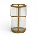 9" Gold Glass Tabletop Lantern Candle Holder