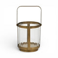 5" Gold Glass Tabletop Lantern Candle Holder