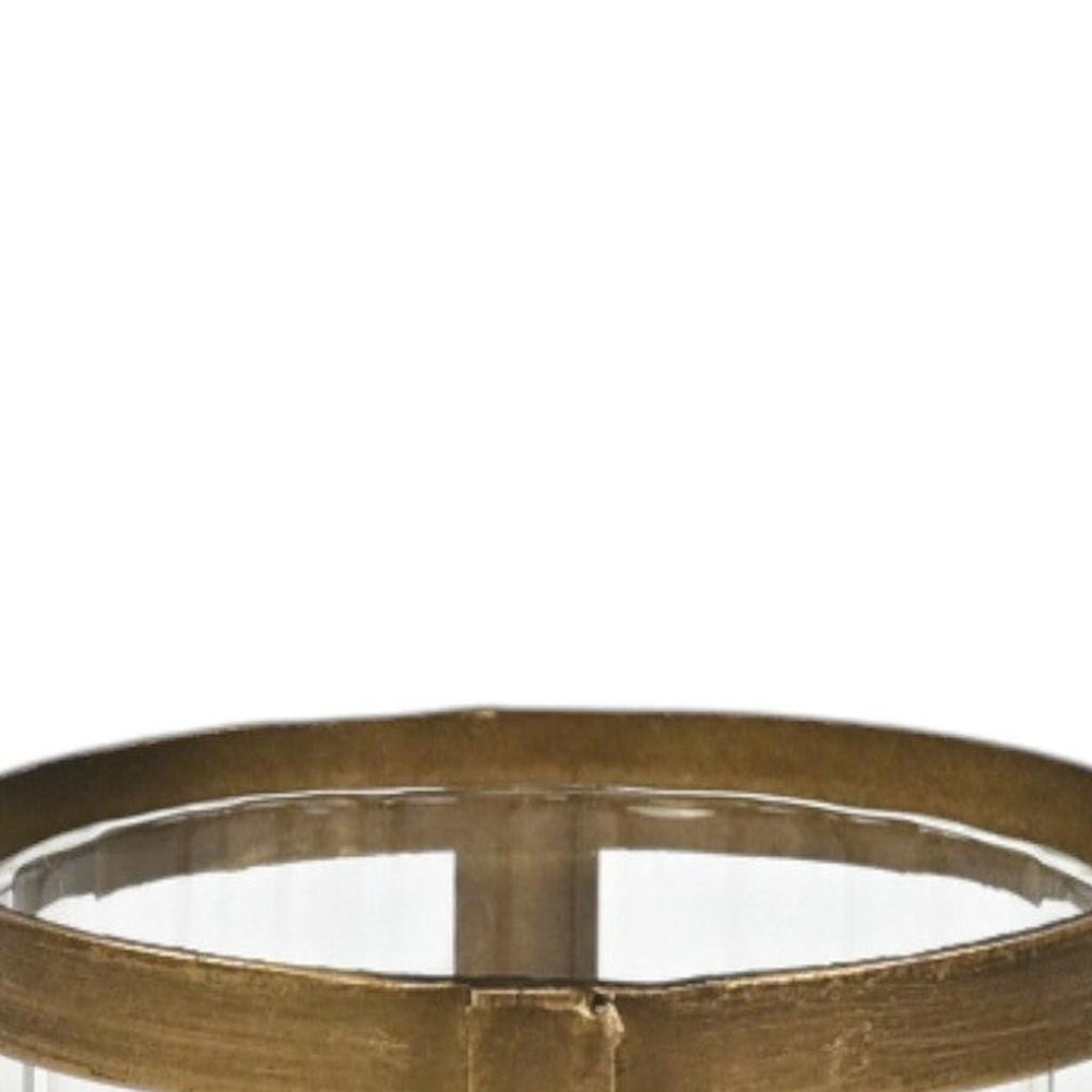 5" Gold Glass Tabletop Lantern Candle Holder