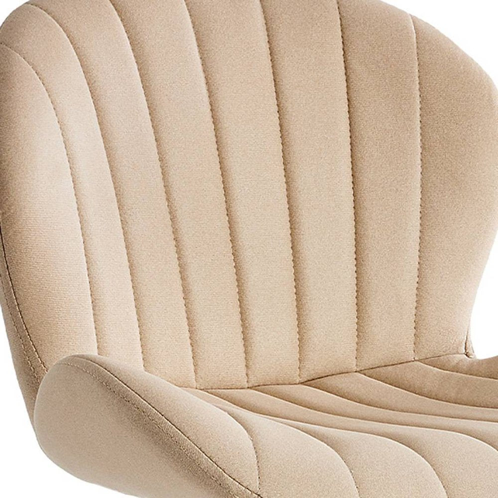 Set of Two Beige and Black Faux Leather and Aluminum Adjustable Height Swivel Bar Chairs