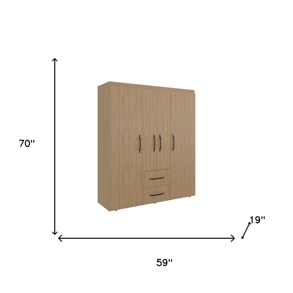 Two Piece Beige Bedroom Set - with Elegant Armoire