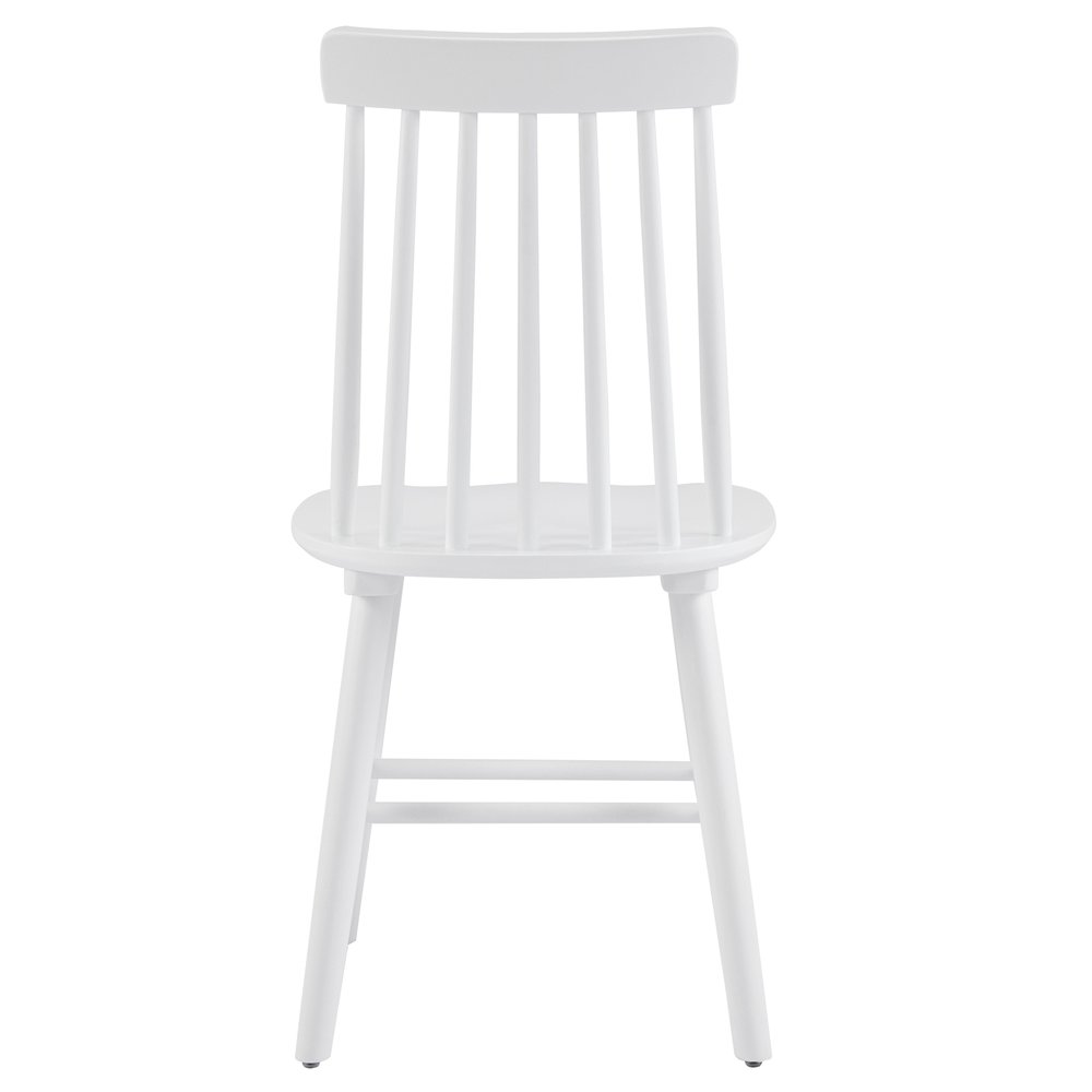 Set of Two White Solid Wood Windsor Back Dining Side Chairs on a white background