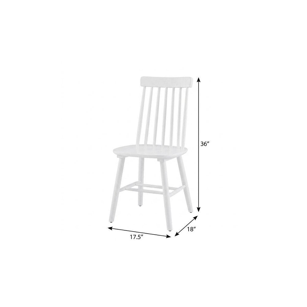 Set of Two White Solid Wood Windsor Back Dining Side Chairs on a white background